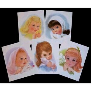 Set of 5 Vintage 1960s Francis Hook Northern Tissue American Girl Prints 11 X 14